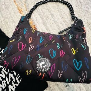 Kurt Geiger Black  Bag with Colorful Heart Design and  Dustbag  EUC